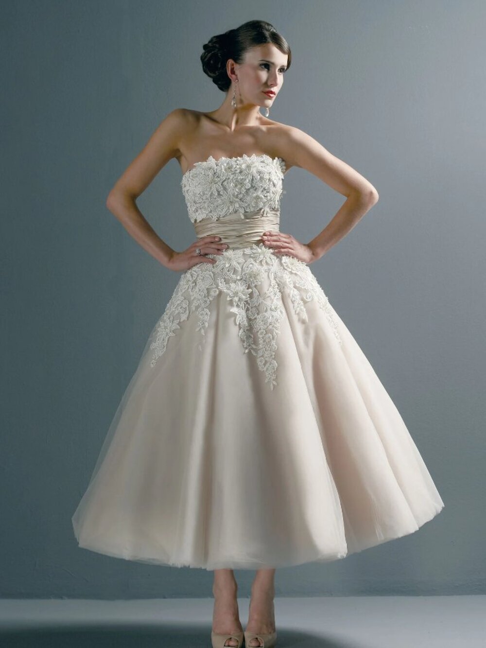 Justin Alexander tea length glamour  8465